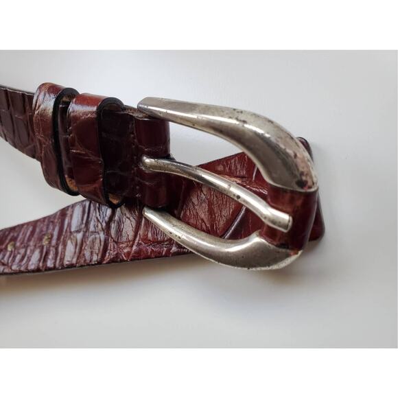 Garuglieri Italian Brown Genuine Crocodile Leather Belt Size M - Picture 5 of 7